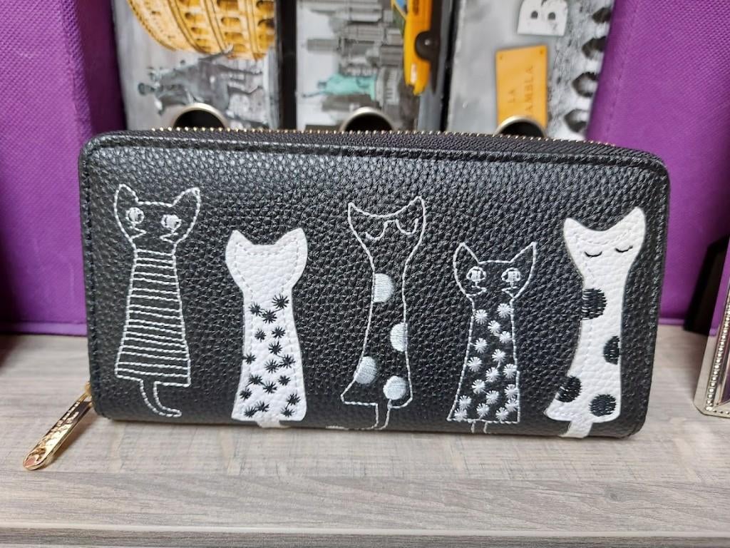Grote katten portemonnee, 20 cm lang. Nieuw, Handtassen en Accessoires, Portemonnees, Nieuw, Zwart, Ophalen