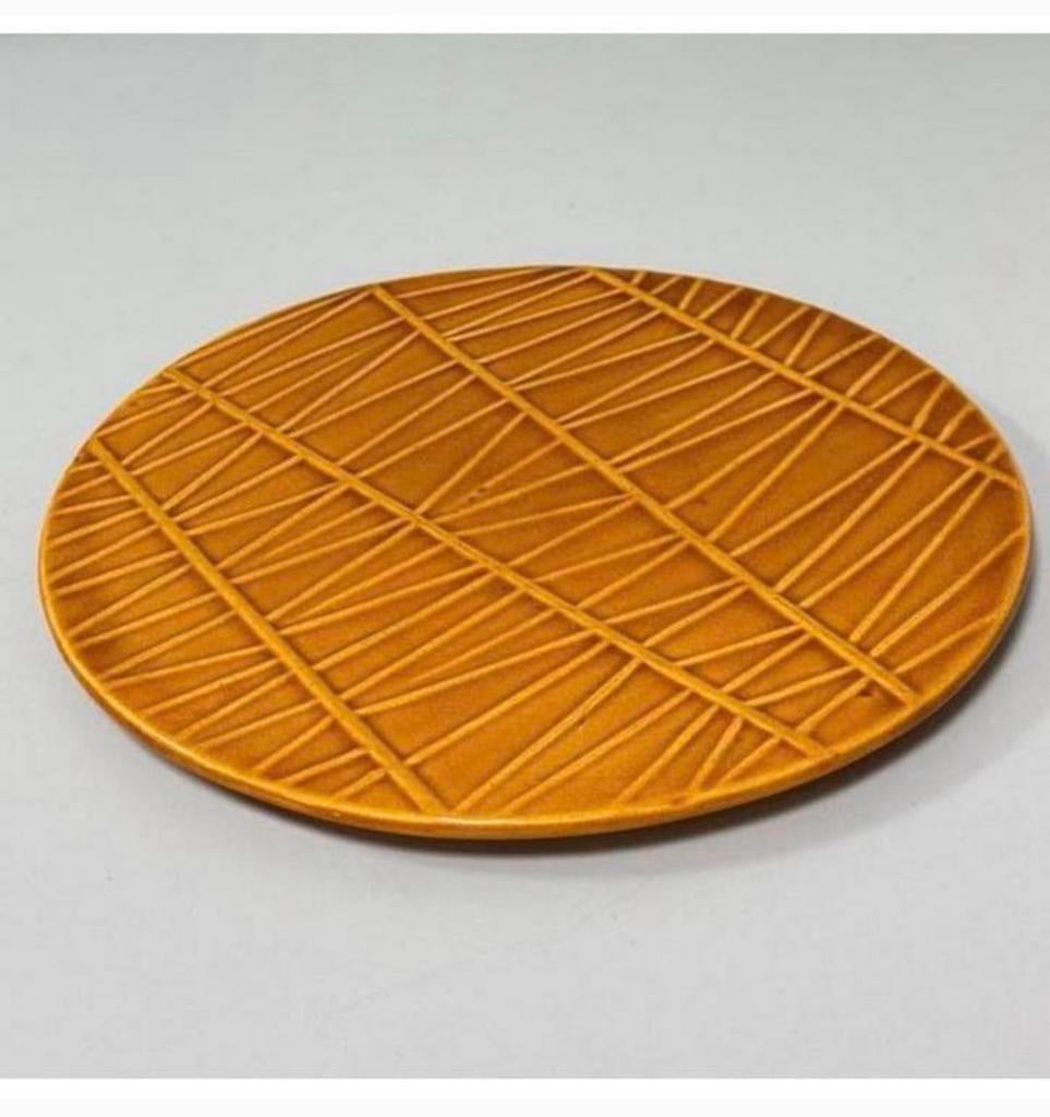 assiette à motif de paille en céramique 1950 1960, Belgique, Antiquités & Art, Enlèvement ou Envoi