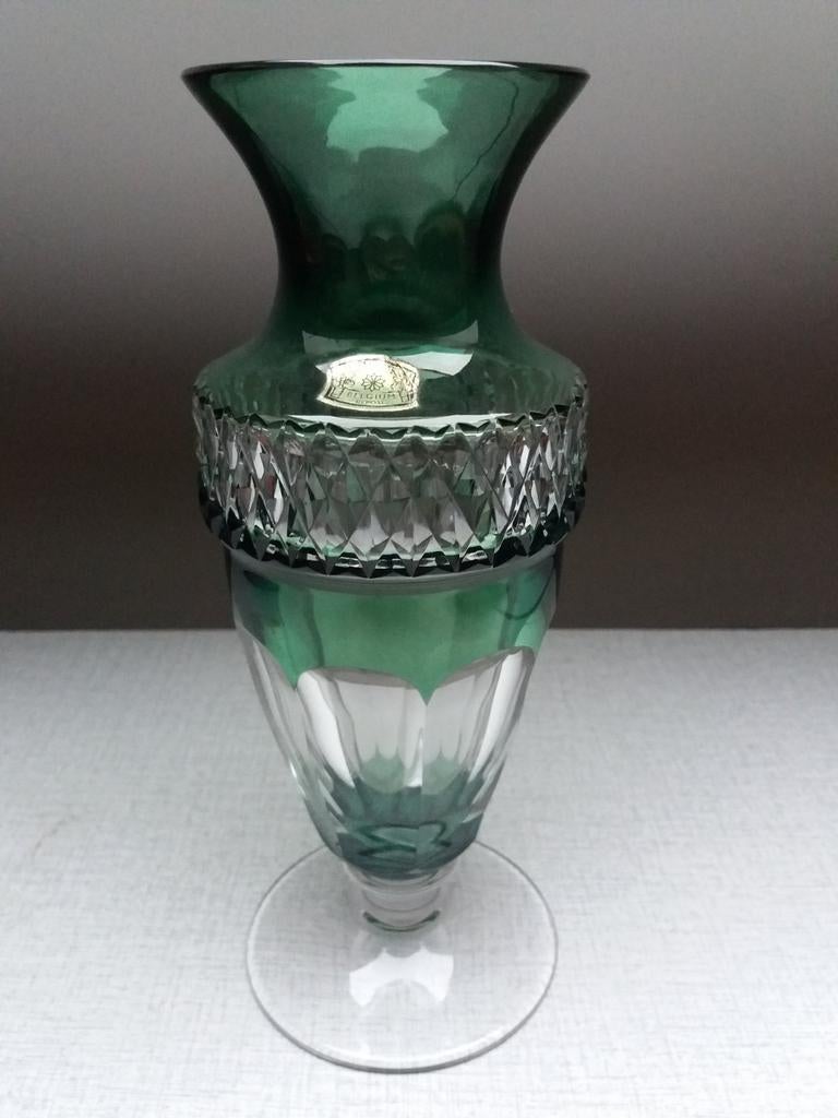 Vase en cristal Val St Lambert hauteur 21 cm, Antiquités & Art, Enlèvement ou Envoi