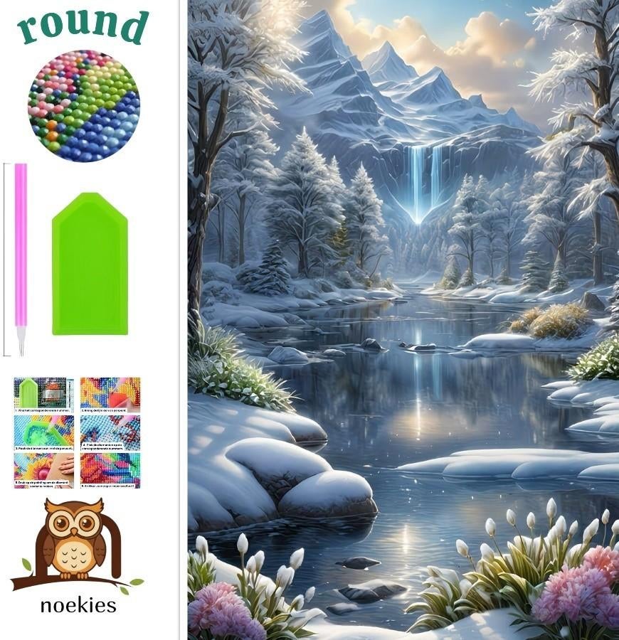 N 437 Diamond Painting cascades 25x20cm (rondes), Neuf, Multicolore, Autocollant, Diamond painting