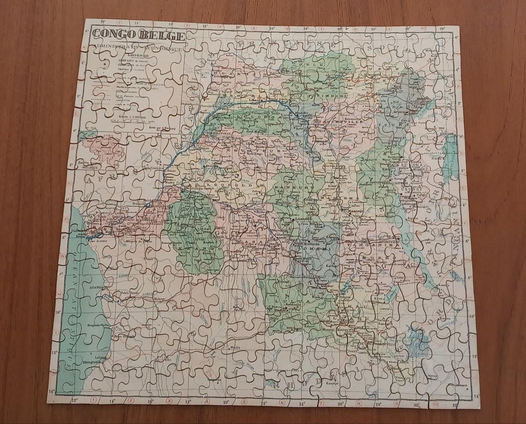 ZELDZAME oude puzzel België-Congo geografische puzzel B.G. C, Ophalen of Verzenden