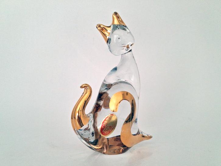 glaskunst kat Murano, Verzamelen, Beelden en Beeldjes, Gebruikt, Dier, Ophalen of Verzenden