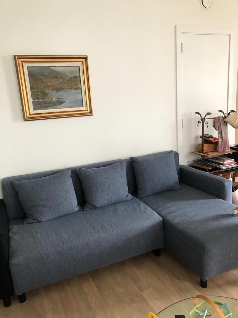 Canapé 3 places convertible lit 2 couleurs + coussins inclus, Enlèvement