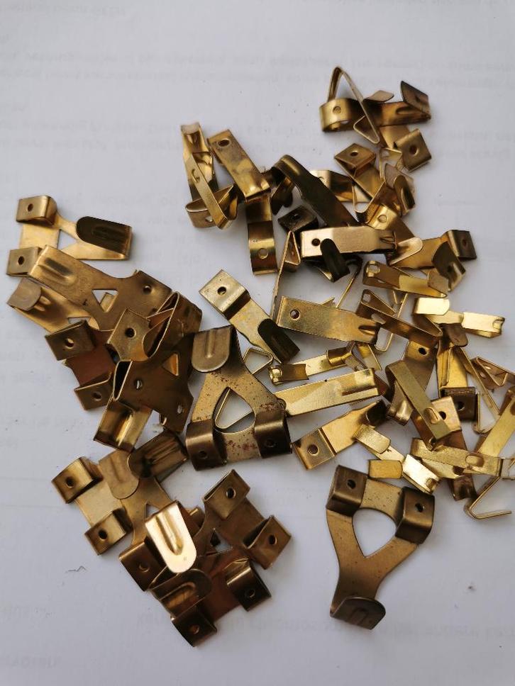 Haken, kaderhaakjes, haakjes voor kaders in koper, prijs/set, Huis en Inrichting, Woonaccessoires | Lijsten, Zo goed als nieuw