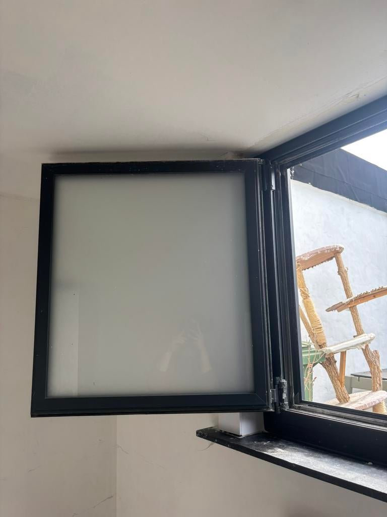 Raam met melkglas, Bricolage & Construction, Châssis & Portes coulissantes, Comme neuf, Aluminium, Enlèvement