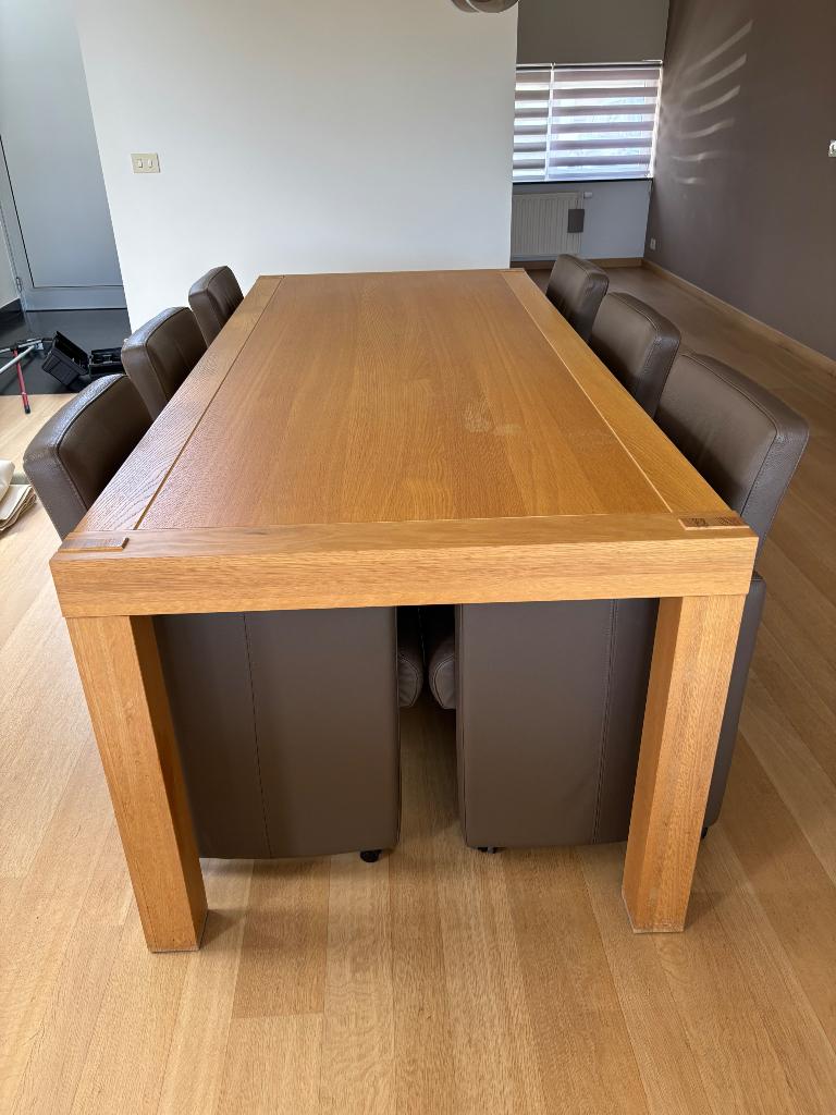 Eettafel + stoelen, Huis en Inrichting, Tafels | Eettafels, Ophalen, 200 cm of meer, 50 tot 100 cm, Zo goed als nieuw