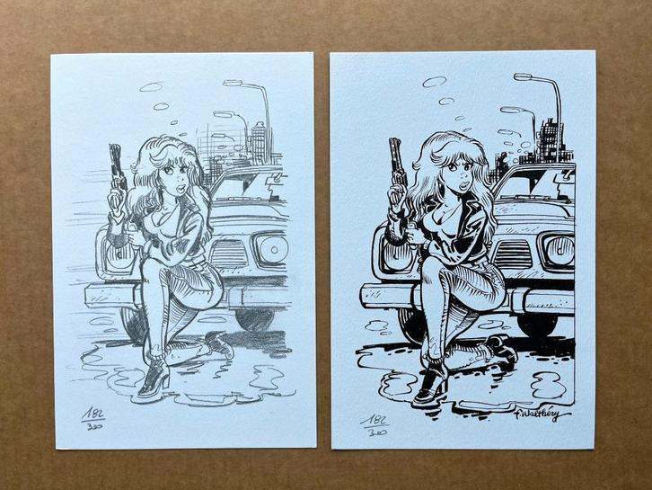 Rubine - Ex-libris N&B + Crayonné - Walthéry, Livres, BD, Envoi