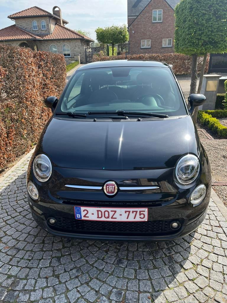 Fiat 500 Launch Edition zwart (pano dak), Auto's, Voorwielaandrijving, 4 cilinders, Leder en Stof, Zwart