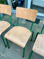 Opgeknapte groene vintage schoolstoelen (4stuks), Ophalen, Gebruikt