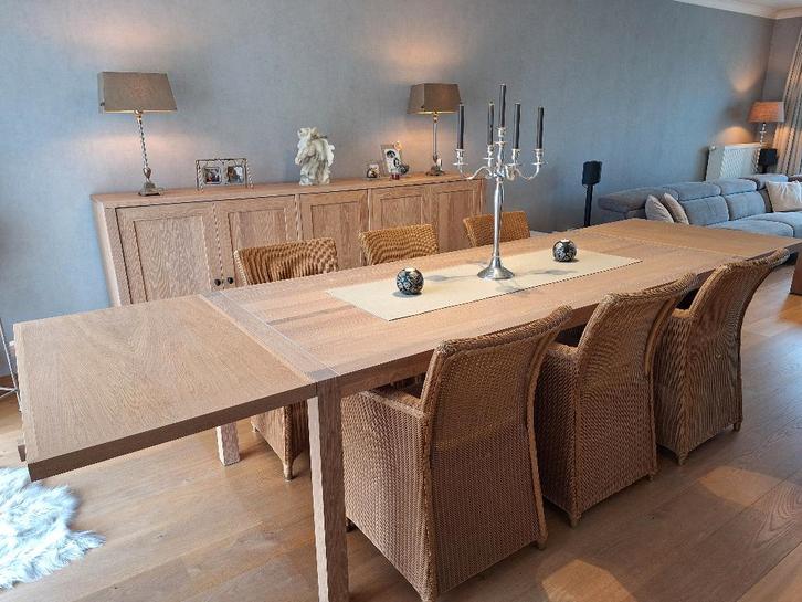 COMPLETE EIKEN EETKAMER !!! EN SALONTAFEL **€1050**, Huis en Inrichting, Complete eetkamers, Zo goed als nieuw, 6 tot 8 stoelen