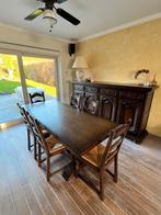 eetkamer kopie antiek, gepattineerde eik, donker, Huis en Inrichting, Complete eetkamers, Ophalen, Gebruikt, Kopie antiek, 4 tot 6 stoelen