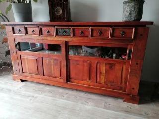 Commode en teck massif, Maison & Meubles, Armoires | Dressoirs, Utilisé, 150 à 200 cm, 50 à 75 cm, Avec tiroir(s), Avec porte(s)