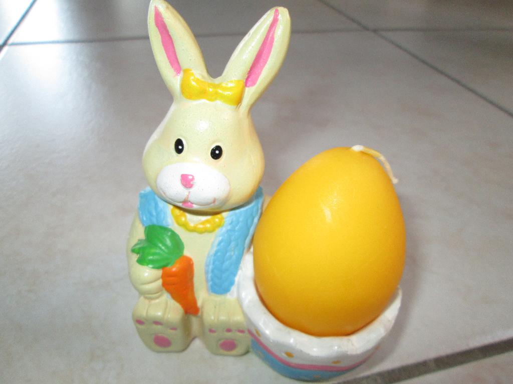 Lapin de Pâques en plâtre avec bougie, Enlèvement, Neuf