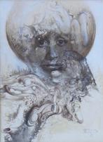 ROGER VAN BELLEGHEM / GEDACHTEN / WERK / 90x70cm / KADER, Ophalen