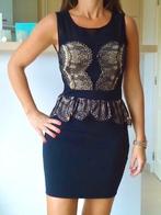 Robe neuve noire - beige, Enlèvement ou Envoi, Neuf, Taille 34 (XS) ou plus petite, Noir