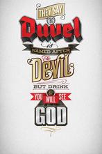 Panneau pub en bois Duvel the Devil & God - vintage mancave, Enlèvement ou Envoi, Neuf, Panneau, Plaque ou Plaquette publicitaire