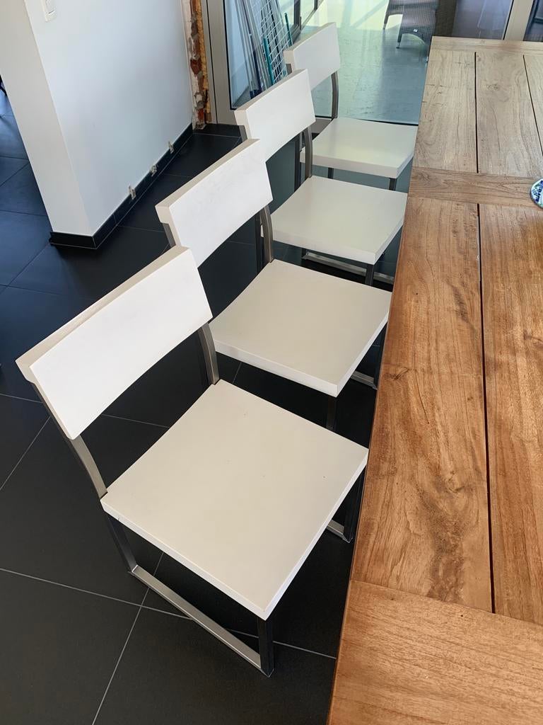 Degelijke tijdloze eetkamer stoelen, Enlèvement, Comme neuf, Blanc