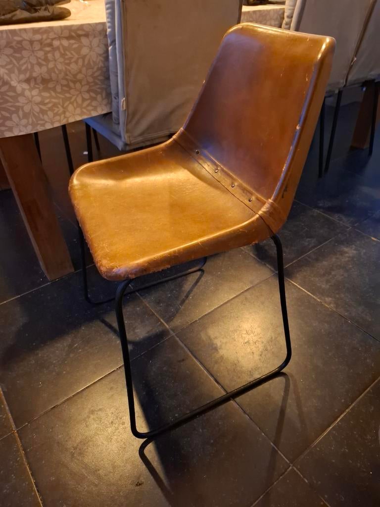 Lederen stoelen, Huis en Inrichting, Stoelen, Ophalen, Bruin, Leer, Zo goed als nieuw