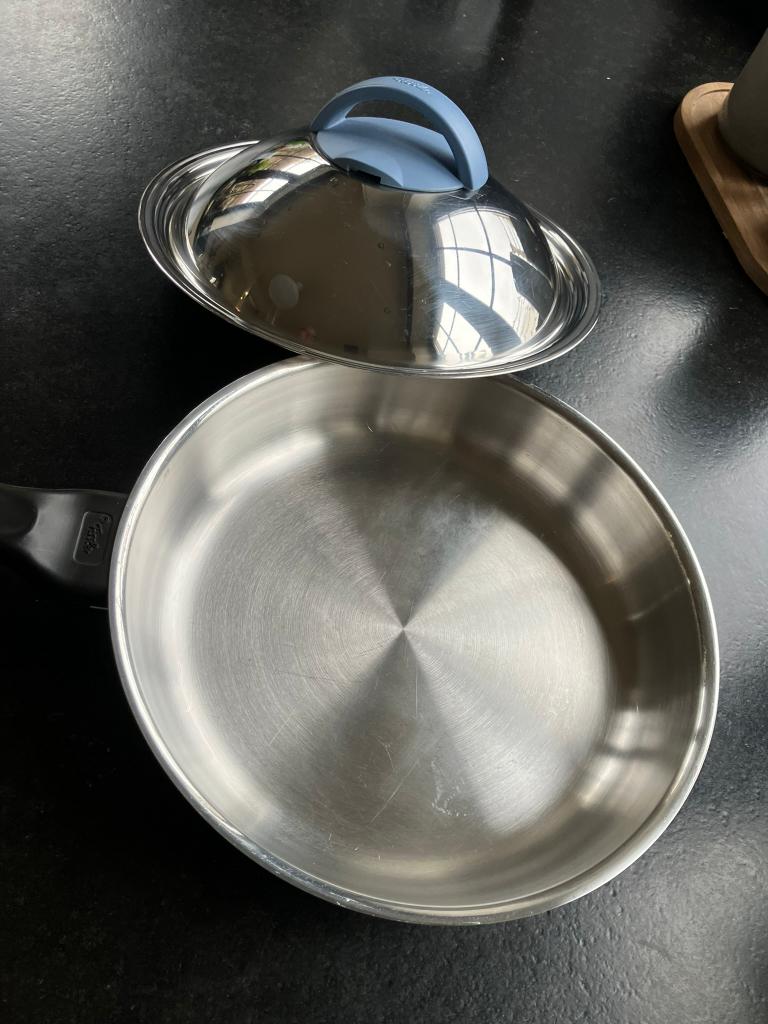 Fissler inox braadpan met deksel, Ophalen, Inox, Gebruikt, Keramische plaat