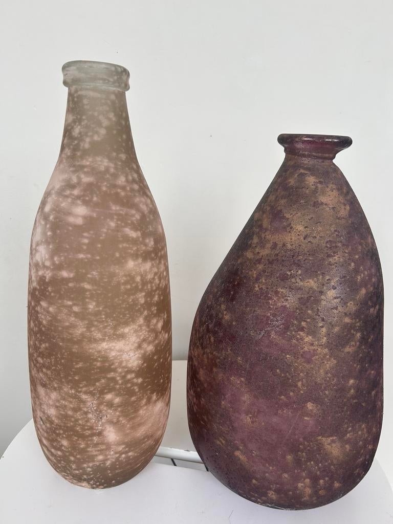 Set vintage vazen glas – paars & grijs – jaren 50, Ophalen, Zo goed als nieuw, Wit, Glas