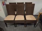 Prachtige set van 6 rotan/rieten stoelen met zitkussens, Huis en Inrichting, Stoelen, Ophalen, Bruin, Riet of Rotan, Zo goed als nieuw