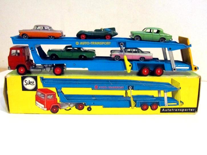 Vintage Siku V 275 Magirus Autotransporter + doos (1967-73), Hobby en Vrije tijd, Modelauto's | Overige schalen, Zo goed als nieuw