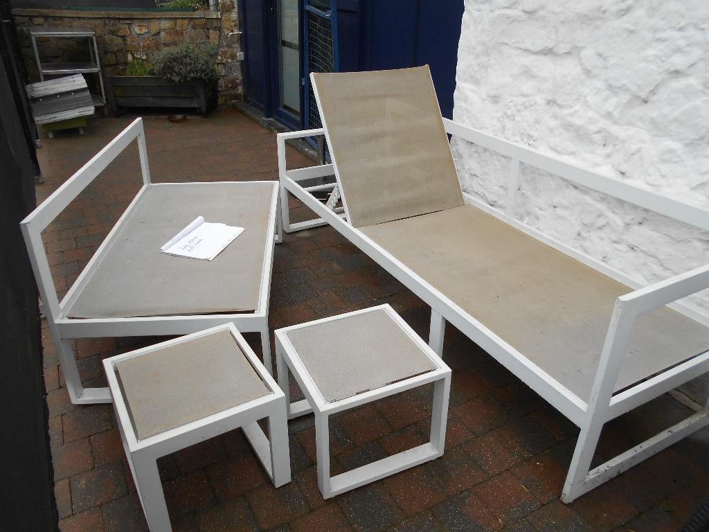 Ensembles 5 pl jardin-terrasse--cadre alu-pas de coussins, Table d'appoint, 5 places, Salons de jardin, Aluminium