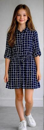 Primark meisjesjurk , blauw met wit ruitjespatroon, Kinderen en Baby's, Kinderkleding | Maat 158, Ophalen of Verzenden