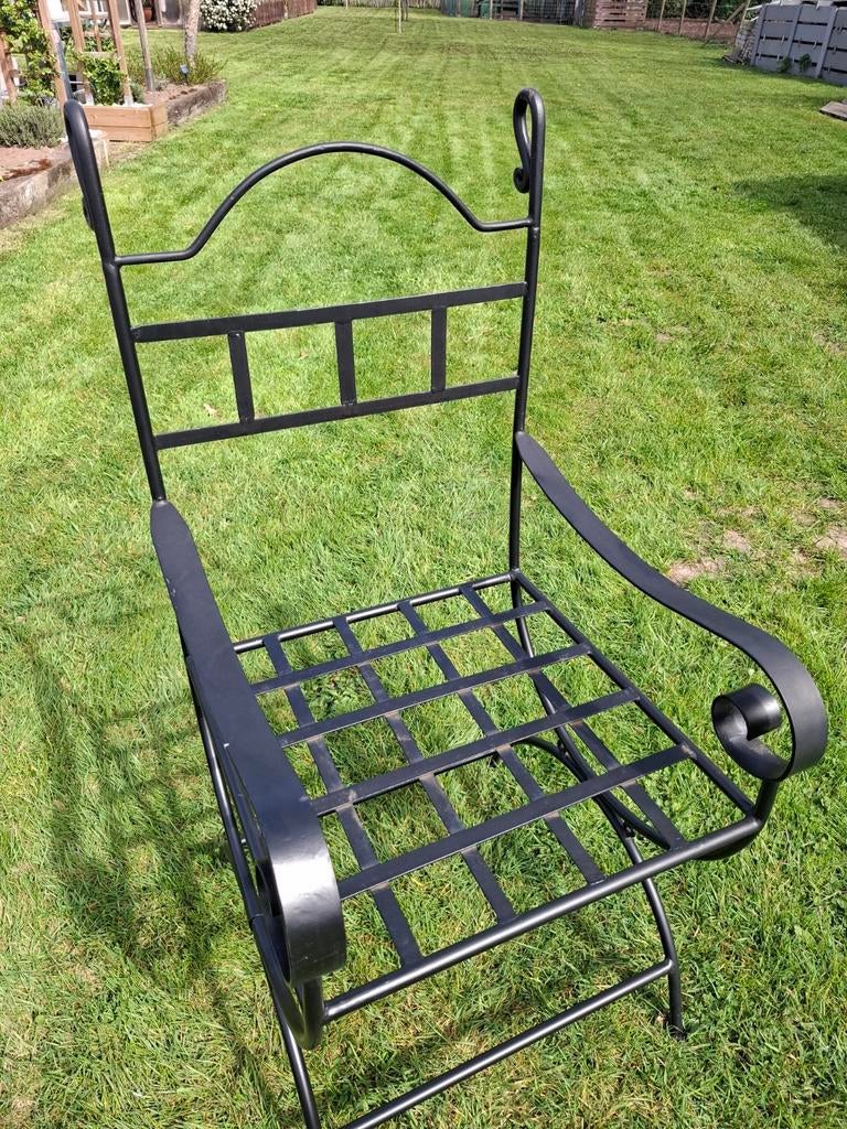 10 Tuinstoelen zwart ijzer, Tuin en Terras, Tuinstoelen, Ophalen