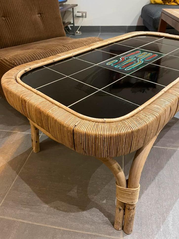 Vintage Rotan Salontafel, Huis en Inrichting, Tafels | Salontafels, Zo goed als nieuw, Ophalen