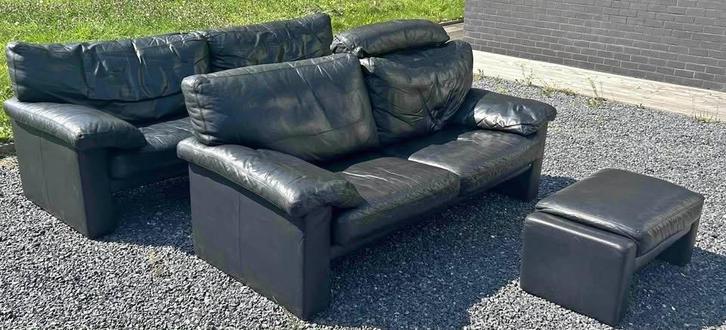 bank, Huis en Inrichting, Zetels | Zetels, Gebruikt, Rechte bank, Overige maten, Leer, Ophalen