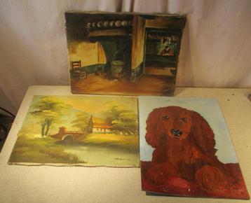 3 Mooie Oude Schilderijen - 40x30 beschikbaar voor biedingen