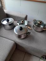 4 inox kookpotten met deksel-groot-grootkeuken of kamp, Huis en Inrichting, Ophalen of Verzenden, Zo goed als nieuw, Inox