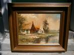 Jan Hendrik Miller: Olieverfschilderij, boerenwoningen, Ophalen of Verzenden