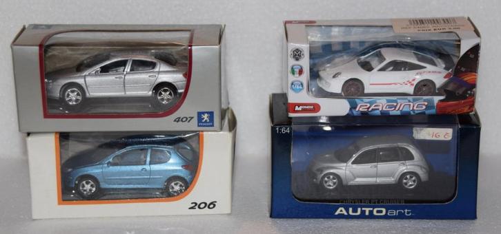 Peugeot - Porsche - Chrysler Schaal 1/64, Hobby en Vrije tijd, Modelauto's | Overige schalen, Nieuw, Auto, Ophalen of Verzenden