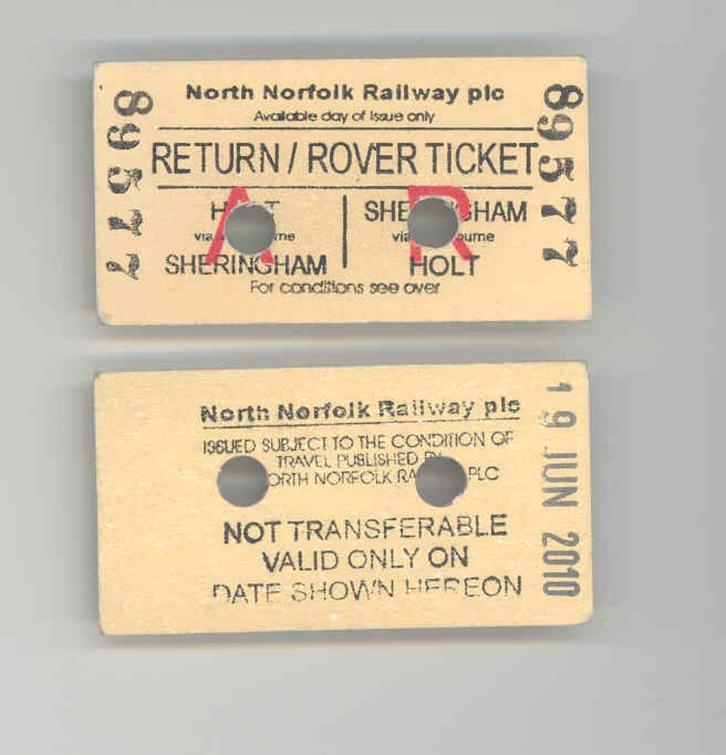Billet de train PLC de North Norfolk Railway, Collections, Trains & Trams, Comme neuf, Train, Envoi