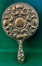 Antieke handspiegel – verzilverd – gegraveerd monogram 24 cm, Antiek en Kunst, Ophalen of Verzenden