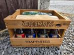 Chimay Trappist houten kist 10 flessen 2 glazen, Verzamelen, Ophalen of Verzenden, Zo goed als nieuw, Flesje(s)