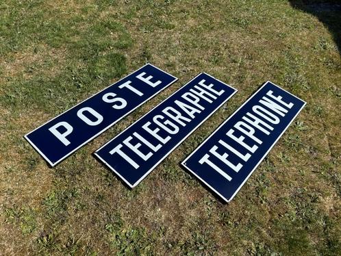 Poste Téléphone Télégraphe set oude emaille reclamebord, Verzamelen, Merken en Reclamevoorwerpen, Gebruikt, Reclamebord, Ophalen of Verzenden