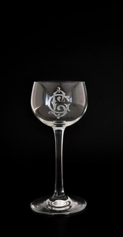 Lot de 5 verres à liqueur en cristal avec monogramme "CL", Antiquités & Art, Antiquités | Verre & Cristal, Enlèvement ou Envoi
