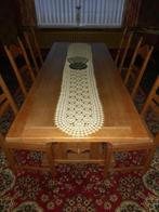 Tafel met 6 stoelen in volle eik ideaal voor upcycling, Huis en Inrichting, Ophalen, Gebruikt, 100 tot 150 cm, 200 cm of meer