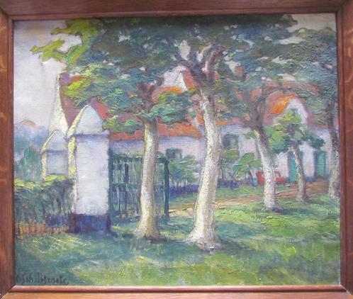 SCHILDERIJ 'HOEVE' klassiek-impessionistisch, Antiek en Kunst, Kunst | Schilderijen | Klassiek, Ophalen