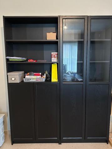 Te koop: IKEA BILLY/OXBERG boekenkastset – zwartbruin beschikbaar voor biedingen