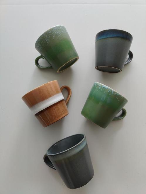 HK Living mokken – set van 5 – koffie/thee – keramiek, Huis en Inrichting, Keuken | Servies, Gebruikt, Kop(pen) en/of Schotel(s)