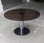 Vintage Space Age eettafel gerookt glas verchroomd vinyl, Ophalen, Zo goed als nieuw