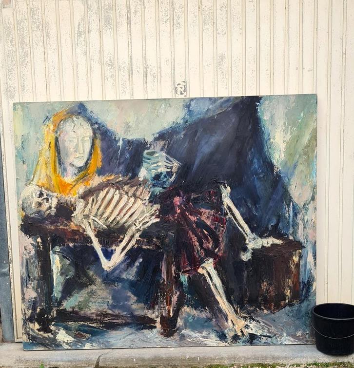 XXL Vanitas Painting Skull without cigarette MEMENTO MORI, Antiek en Kunst, Kunst | Designobjecten, Ophalen