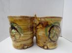 Pot de fleurs duo en céramique émaillée vintage, Enlèvement ou Envoi