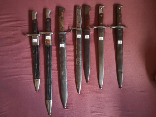 Lot bajonetten WO1 WO2 Duits Spaans Zwitsers, Verzamelen, Militaria | Algemeen, Landmacht, Mes of Dolk, Ophalen