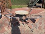 Tuinset horeca kwaliteit stevige tafel 4 stapelbare stoelen, Ophalen of Verzenden