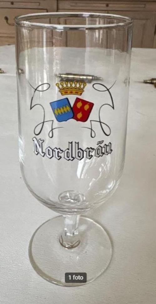 Vintage ‘tulp’ bierglas van Nordbrau, Verzamelen, Biermerken, Zo goed als nieuw, Glas of Glazen, Ophalen of Verzenden